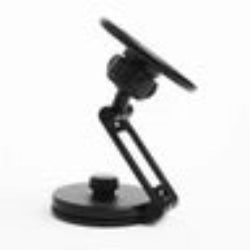 Black adjustable phone stand on a white background