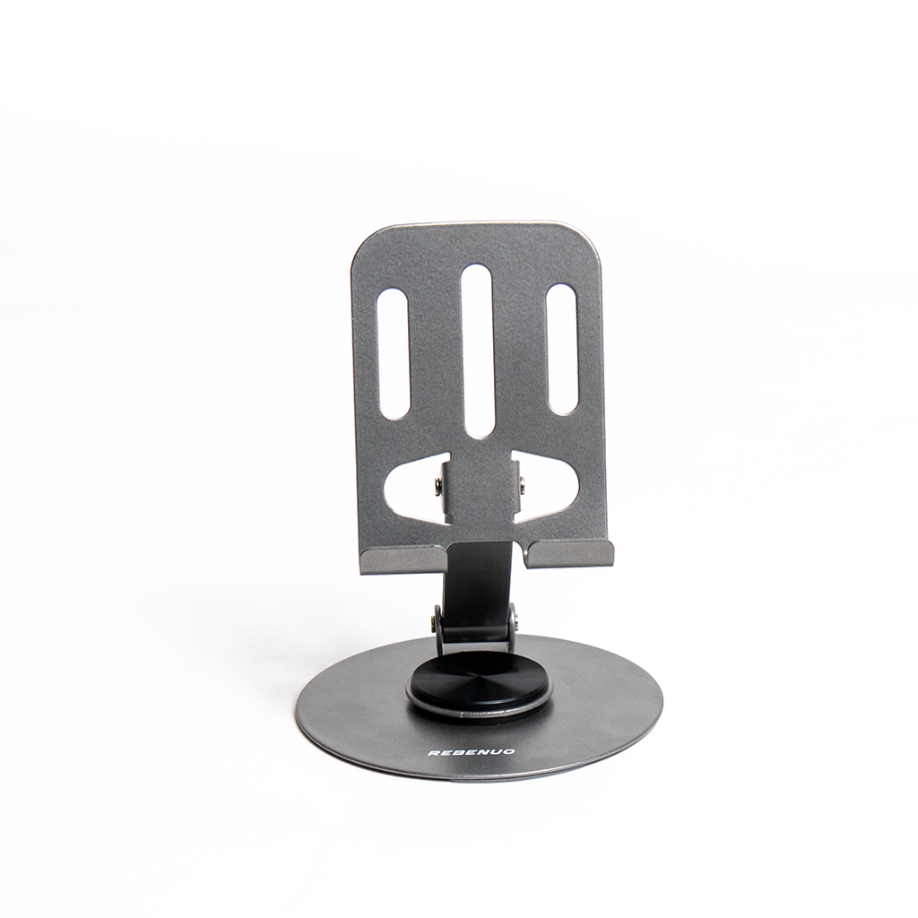 RCP180-360° Rotating Phone/Tablet Stand – Aluminum & Carbon Steel with Anti-Slip Base