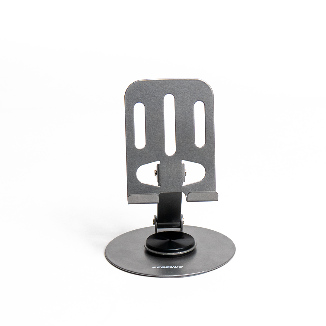 RCP180-360° Rotating Phone/Tablet Stand – Aluminum & Carbon Steel with Anti-Slip Base