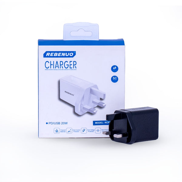 RCP264-Dual-Port 20W Fast Charging Adapter with USB-A & Type-C Outputs