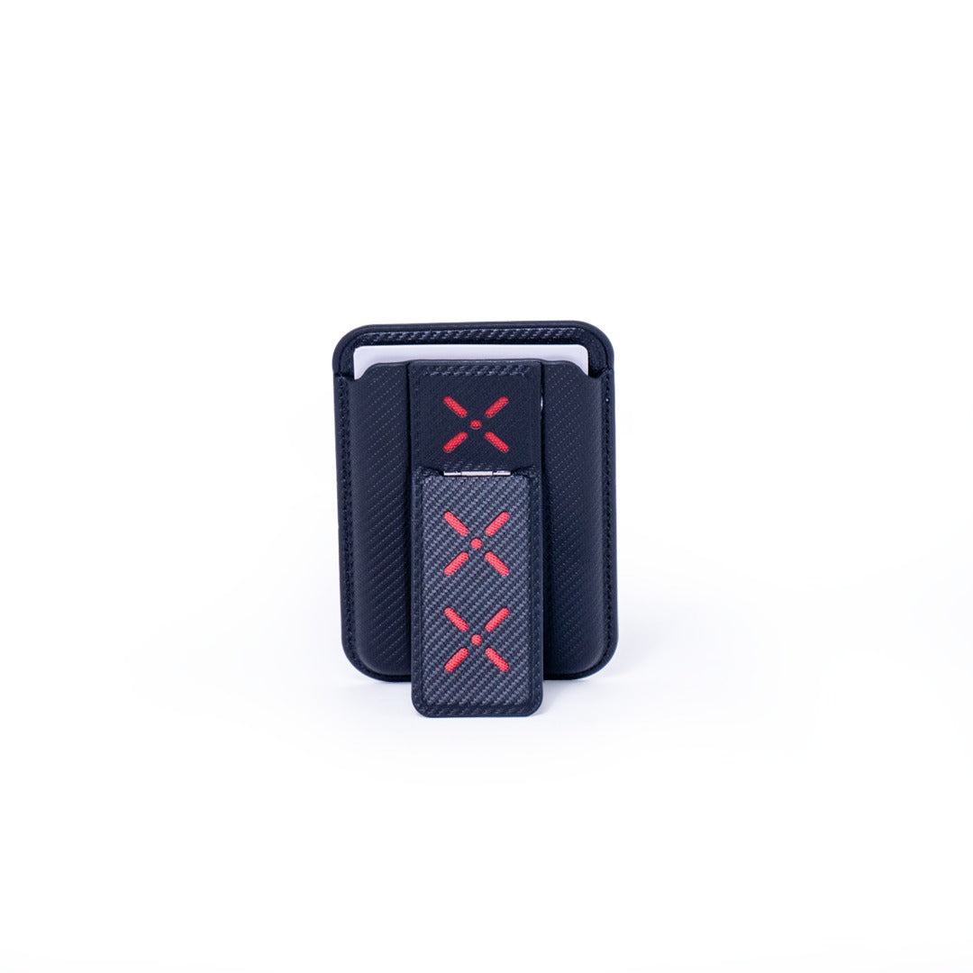 RCP206 Magnetic Leather Card Holder – 2-Card Wallet with Built-In Phone Stand
